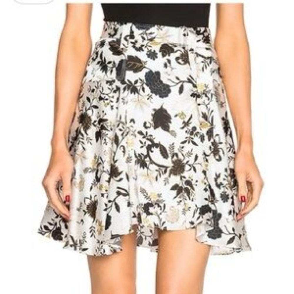 A.L.C. Brien Silk Pleated Black and White Floral Mini Skirt (111)